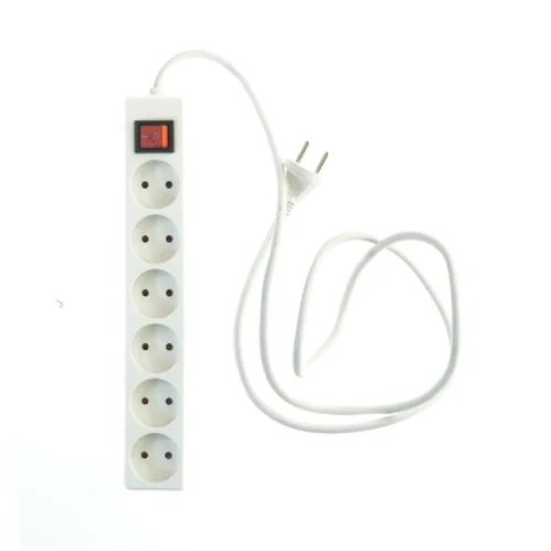 Hvid stikdåse med 6 udtag og tænd/sluk-knap fra IKEA (str. 160 cm)