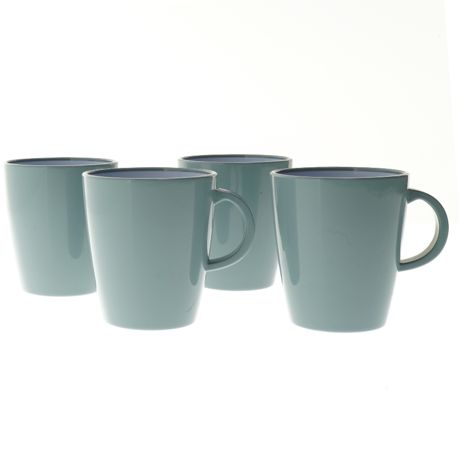 Camping krus - Sæt af 4 turkise krus fra Brunner (str. 4 stk Ø 9 cm længde 10,5 cm)