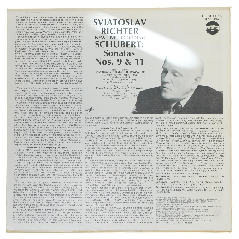 Svjatoslav Richter Schubert Sonater LP