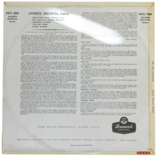 Andrés Segovia LP - Bach Chaconne