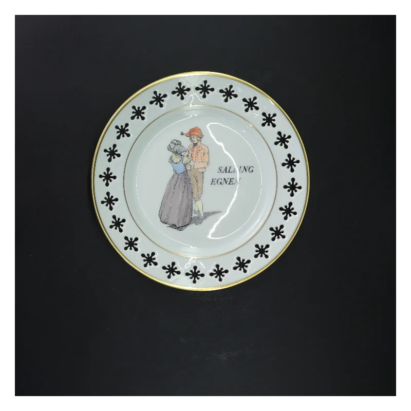 Dekorativ tallerken med Salling Egnen motiv fra Bing Og Grøndal (str. Ø 22 cm)