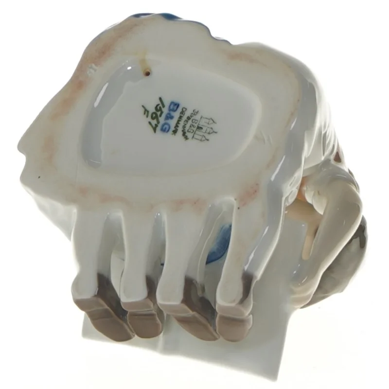 Lille porcelænsfigur af børn der læser fra B&G (str. 10 cm)