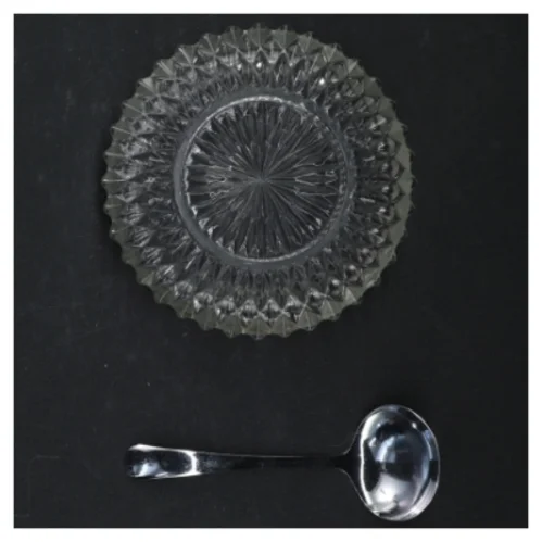 Retro krystalglas skål med ske