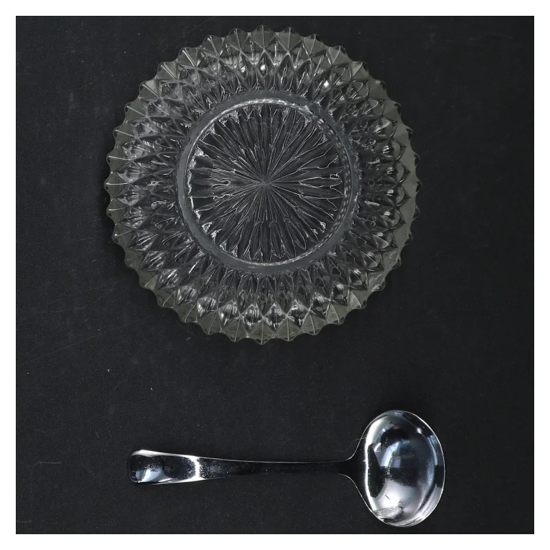 Retro krystalglas skål med ske