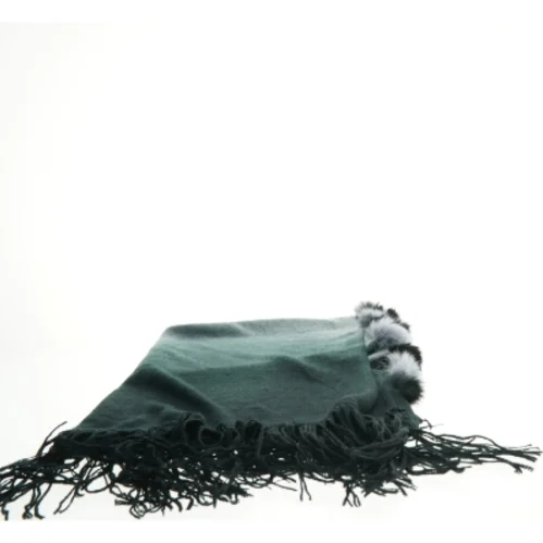 Grøn tørklæde med pelsdetaljer (str. 165 x 60 cm)