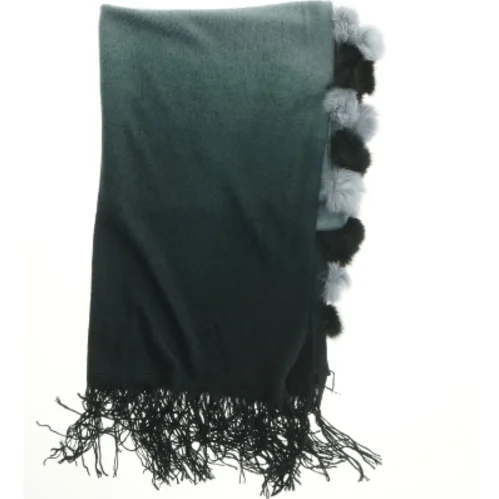 Grøn tørklæde med pelsdetaljer (str. 165 x 60 cm)