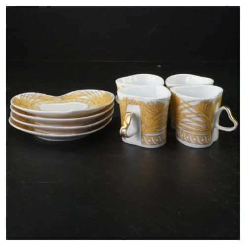 Retro tekopper og underkop med 24 karat guld belægning