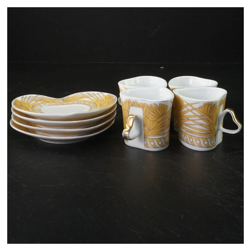 Retro tekopper og underkop med 24 karat guld belægning