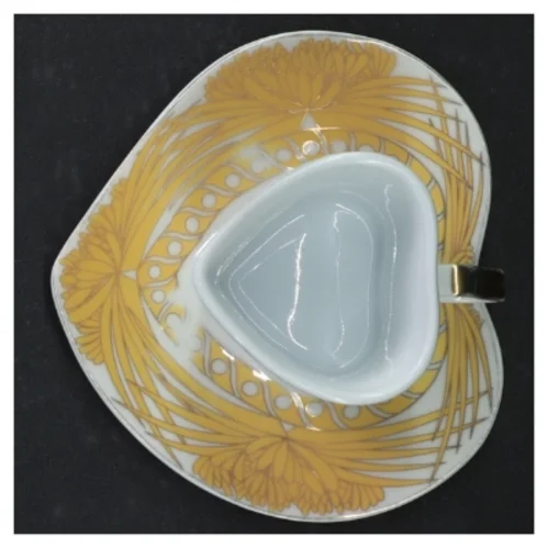 Retro tekopper og underkop med 24 karat guld belægning