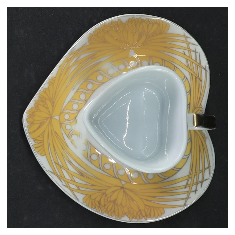 Retro tekopper og underkop med 24 karat guld belægning