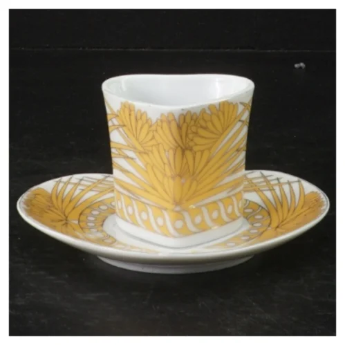 Retro tekopper og underkop med 24 karat guld belægning