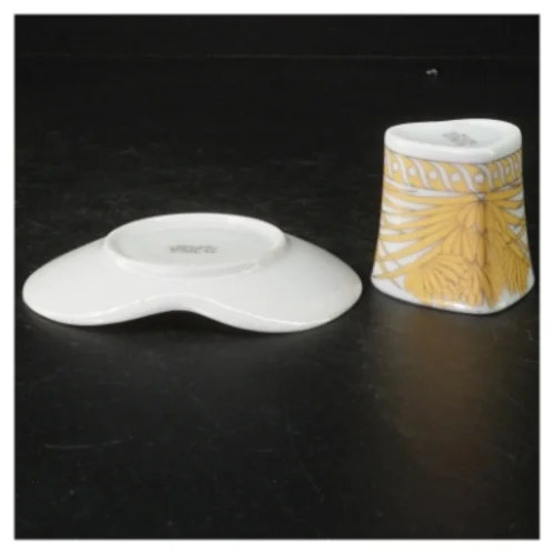 Retro tekopper og underkop med 24 karat guld belægning