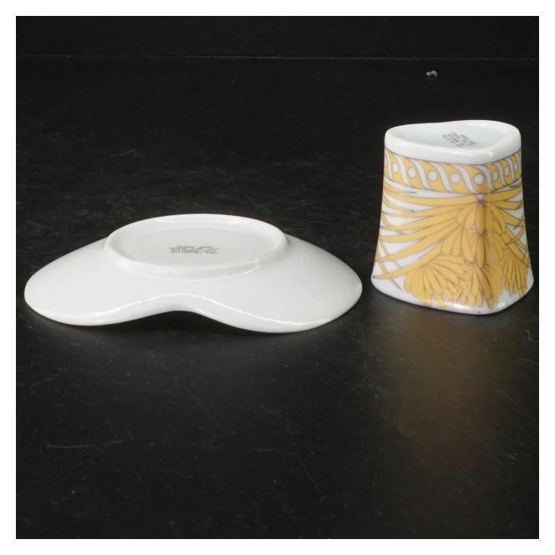 Retro tekopper og underkop med 24 karat guld belægning