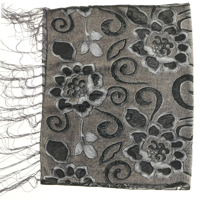 Tørklæde med blomstermønster (str. 160 x 50 cm)