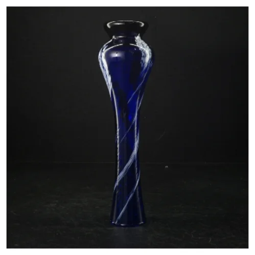 Blå glasvase (str. 27 cm)