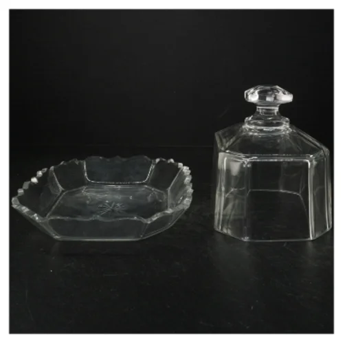 Osteklokke af glas med låg