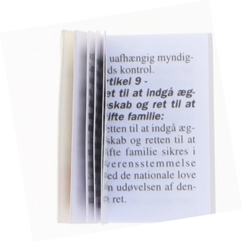 Miniaturebog med EU's fundamentale rettigheder (str. 3 x 2,5 cm)