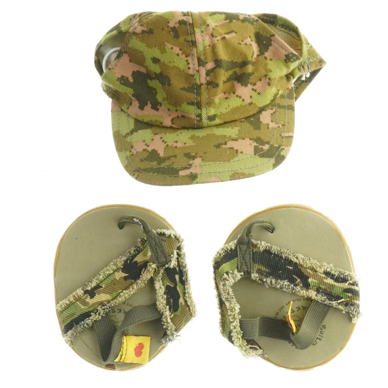 Camouflage sandaler og kasket til bamser fra Build a Bear (str. Ikke opgivet)
