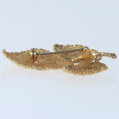 Guld bladminiatyr broche (str. 6 cm)