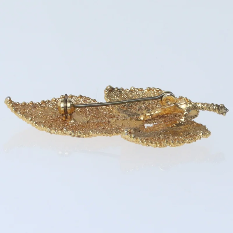 Guld bladminiatyr broche (str. 6 cm)