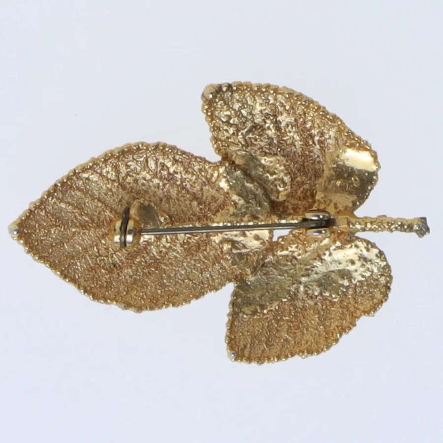 Guld bladminiatyr broche (str. 6 cm)