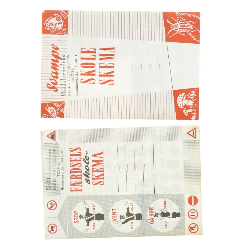 Vintage Skoleskema Plakater (str. 21x14 cm)