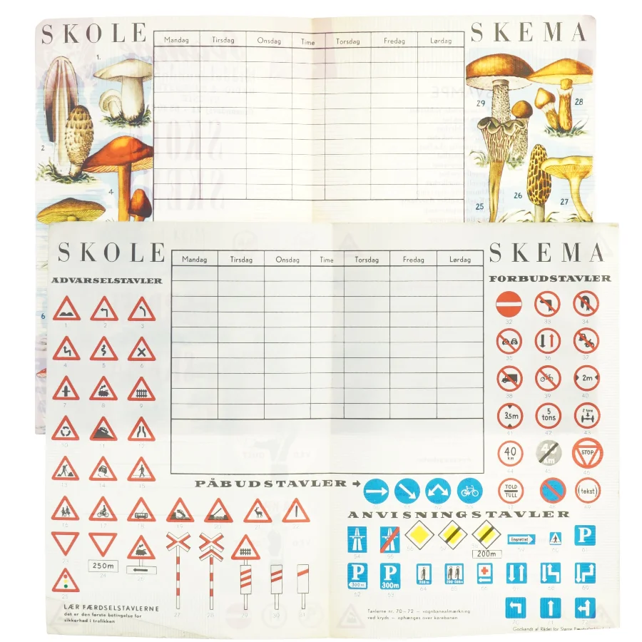 Vintage Skoleskema Plakater (str. 21x14 cm)