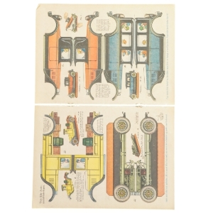 Vintage papirklip med togmotiver (str. 37 x 26,5 cm)