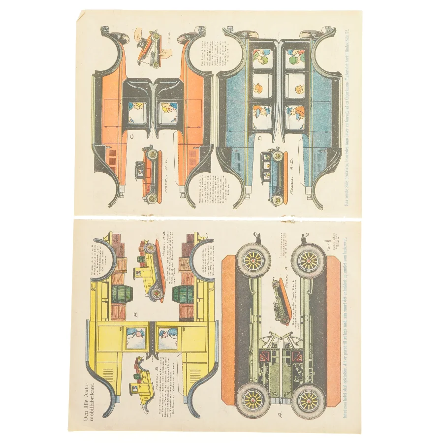 Vintage papirklip med togmotiver (str. 37 x 26,5 cm)