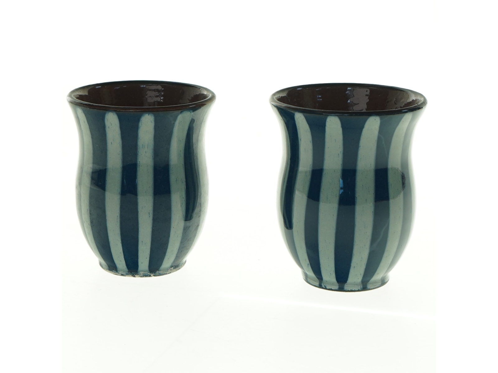 Keramik vaser med striber (str. 9,5 x 8 cm)