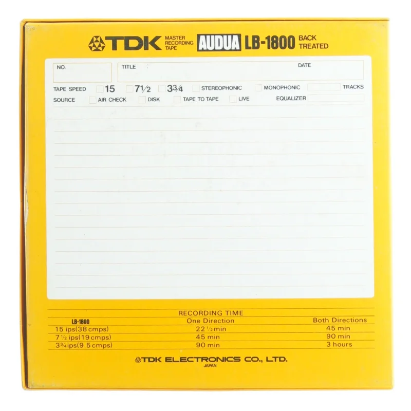 TDK LB 1800 studie spolebånd med skotsk live musik fra 1979