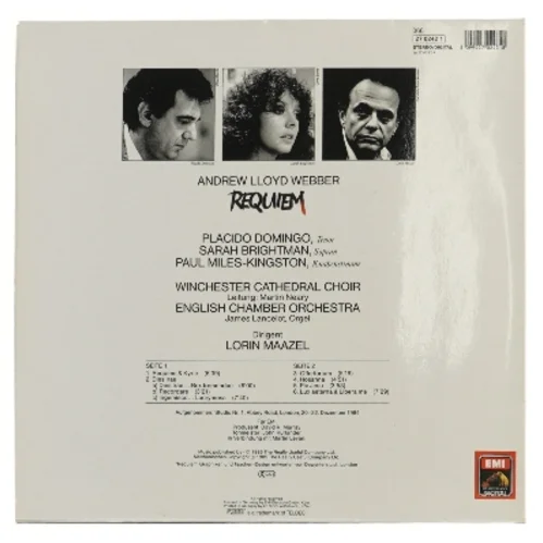 Andrew Lloyd Webber Requiem LP fra EMI Classics (str. 31,5x31 cm)