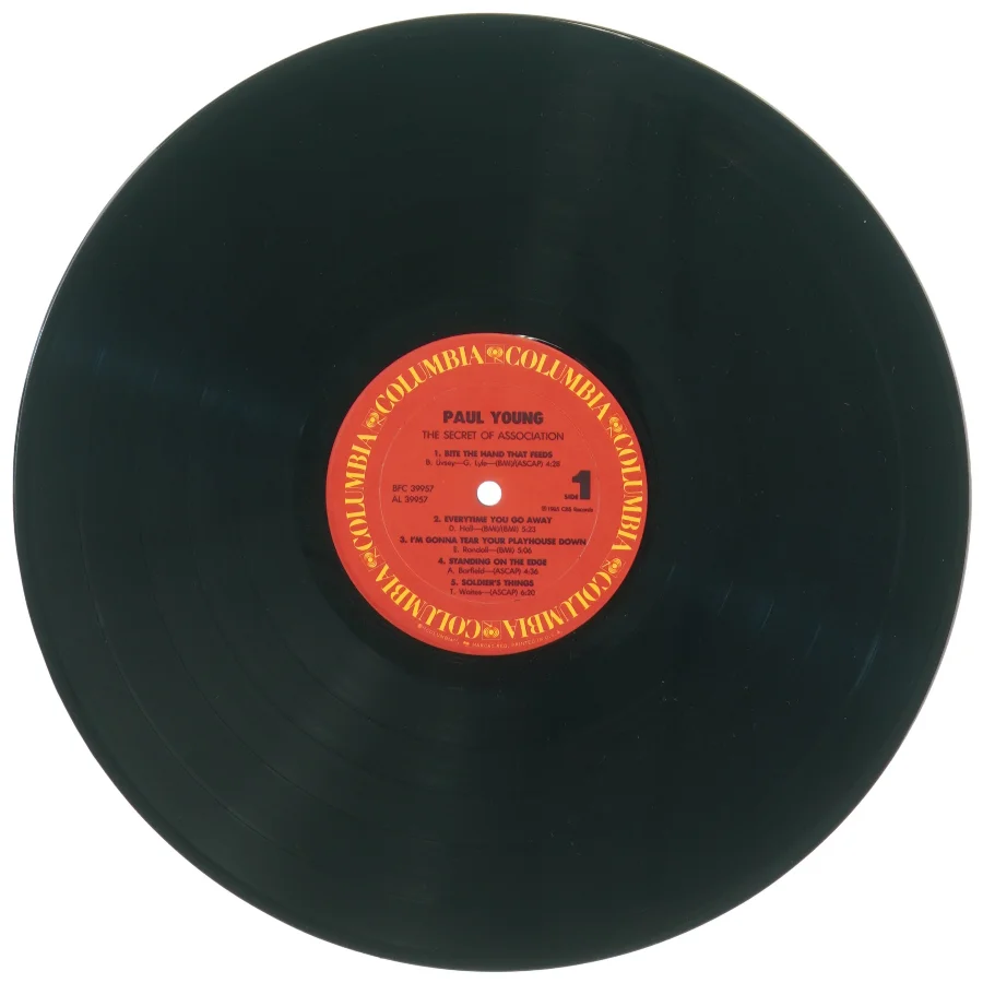 Paul Young - The Secret of Association LP fra Columbia (str. 31 x 31 cm)