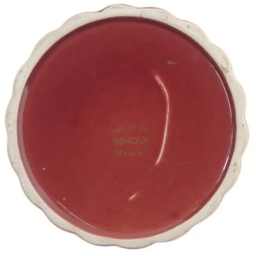 Lysestage med tallerken, rød og guld fra Søholm (str. 5,5 cm)