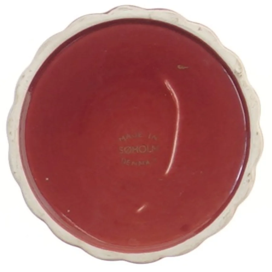 Lysestage med tallerken, rød og guld fra Søholm (str. 5,5 cm)