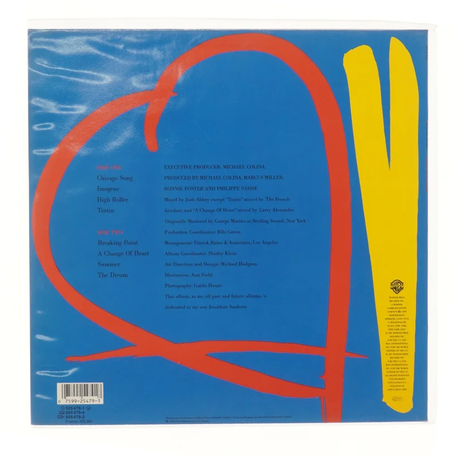 David Sanborn A Change of Heart LP fra Warner Bros