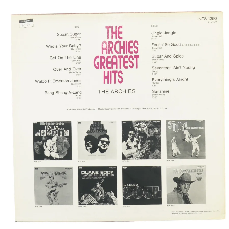 The archies greatest hits fra Rca (str. 30 cm)