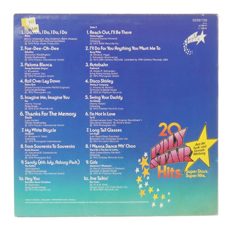 Polystar Hits vinyl album fra Polystar
