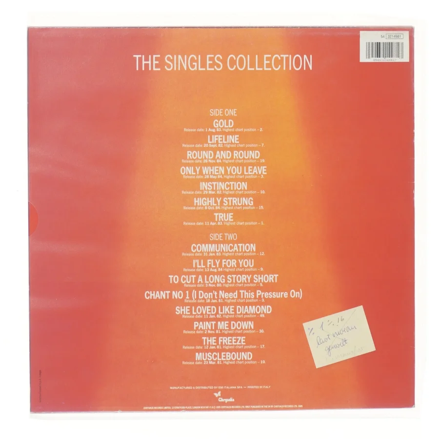 Spandau Ballet - The Singles Collection LP fra Spandau Ballet