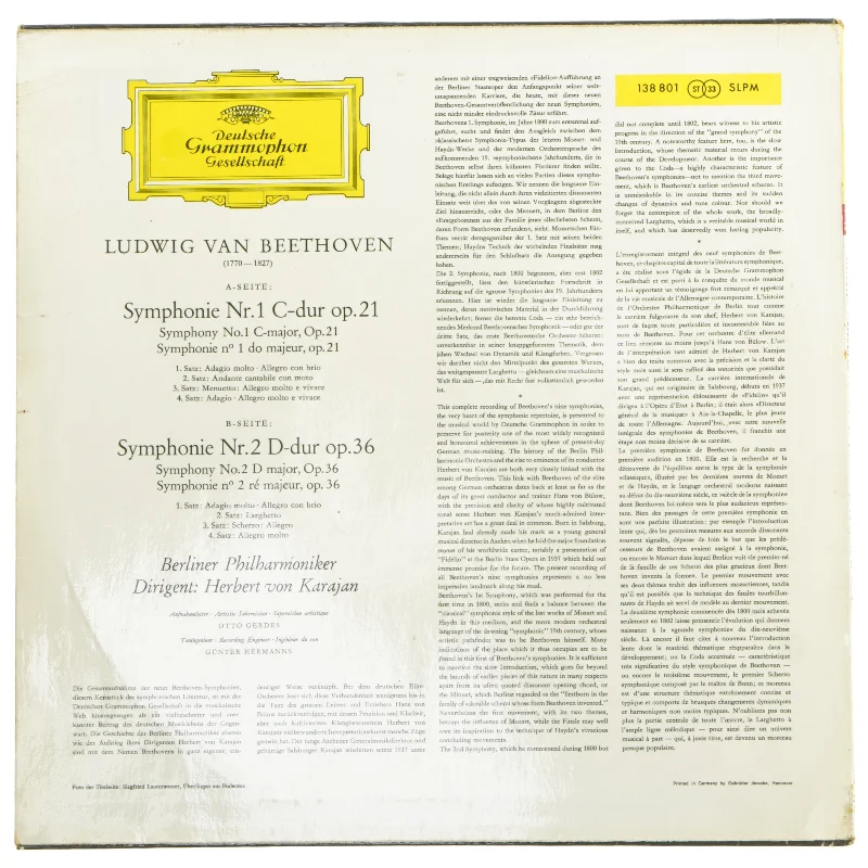 Beethoven Symphonien 1 & 2 LP