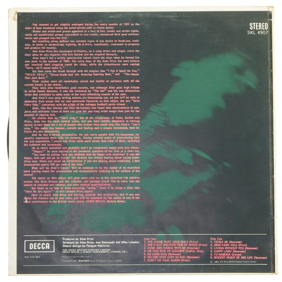 Alan Price Vinyl Record - A Price On His Head