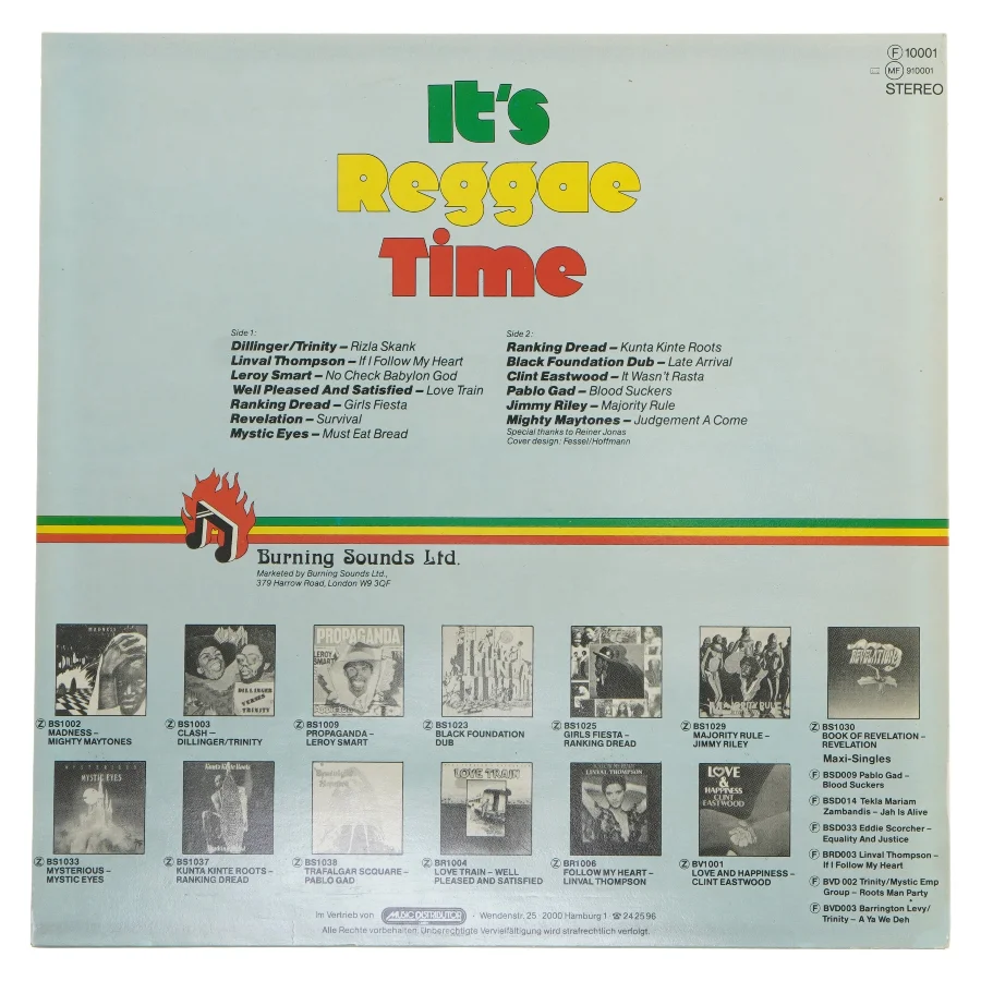It's Reggae Time vinyl album fra Burning Sounds Ltd.