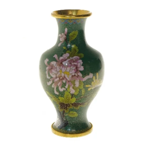 Grøn cloisonné vase (str. 24 cm)