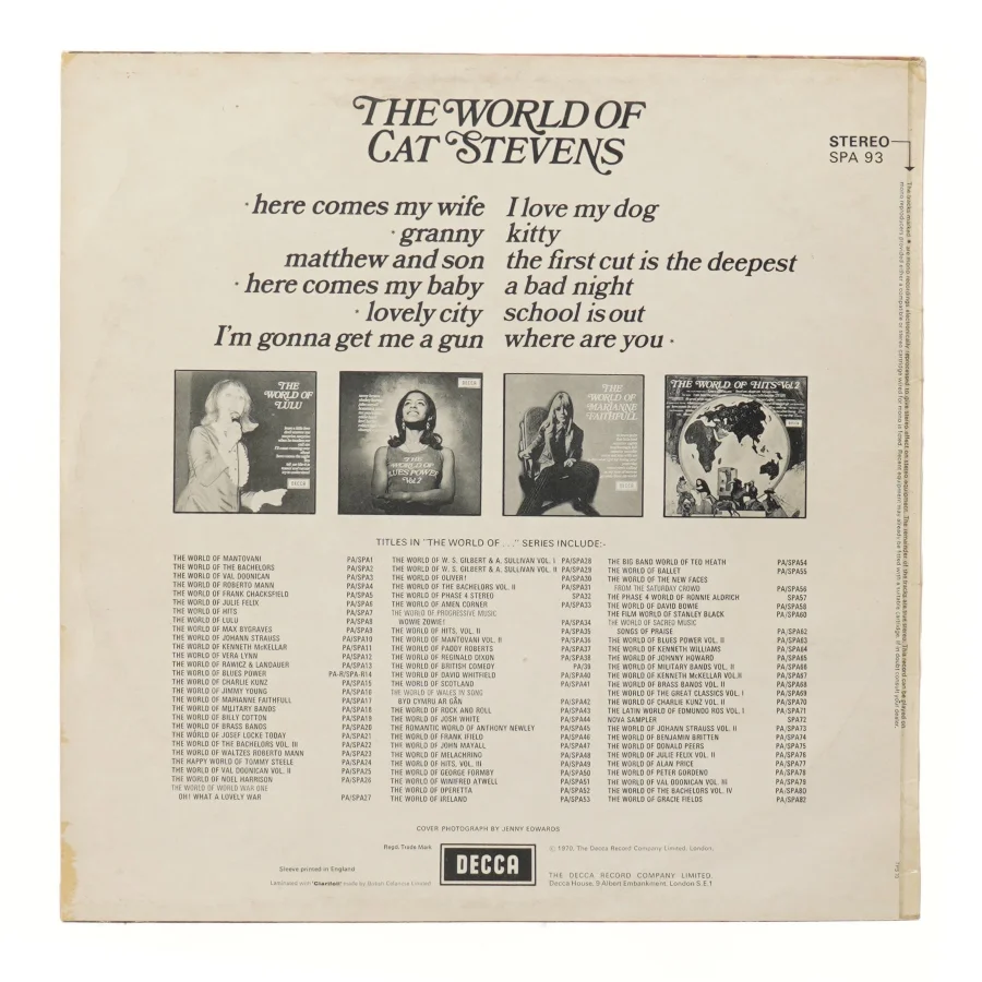 The World of Cat Stevens LP fra Decca