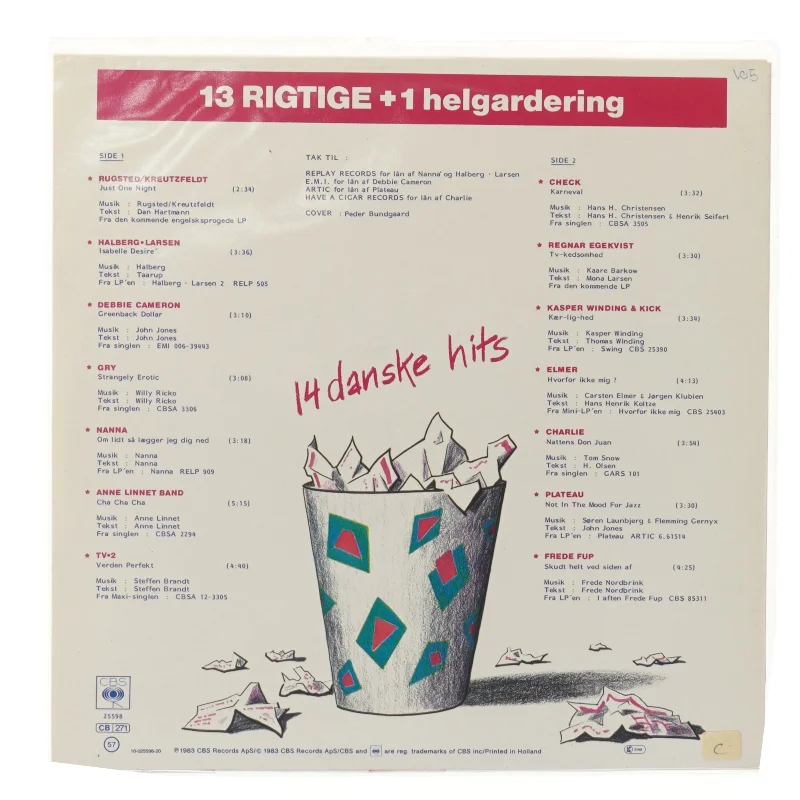 13 RIGTIGE + 1 helgardering LP fra CBS Records
