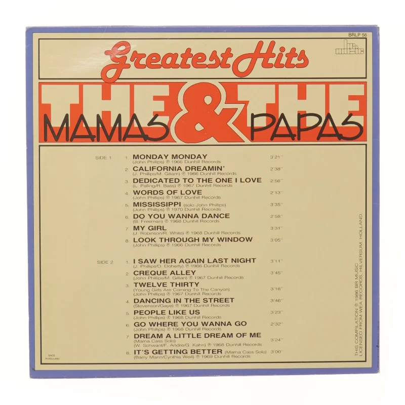 The Mamas & The Papas - Greatest Hits vinyl album