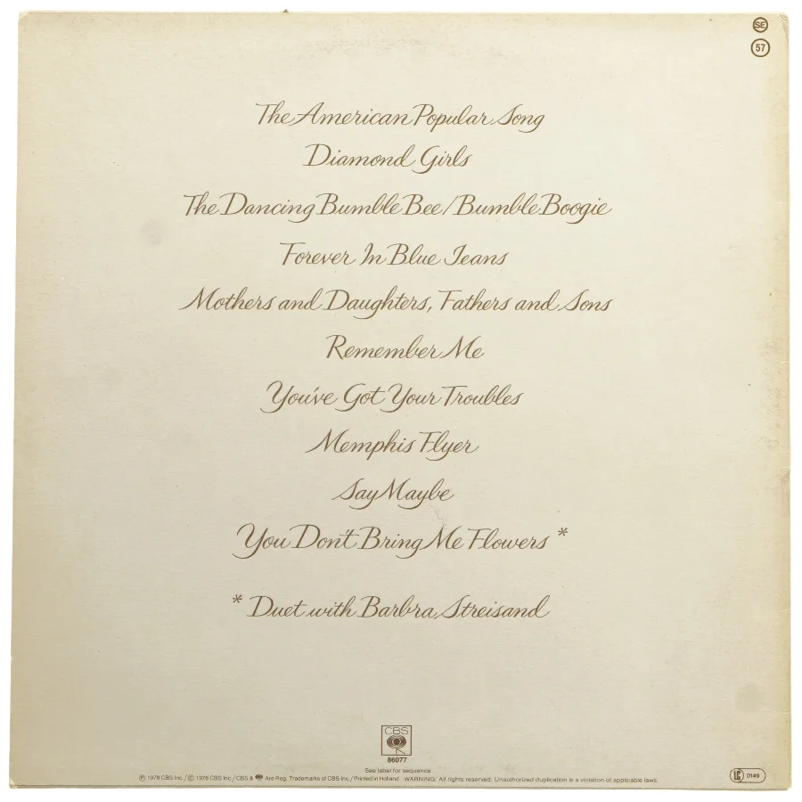 Neil Diamond - You Don't Bring Me Flowers LP