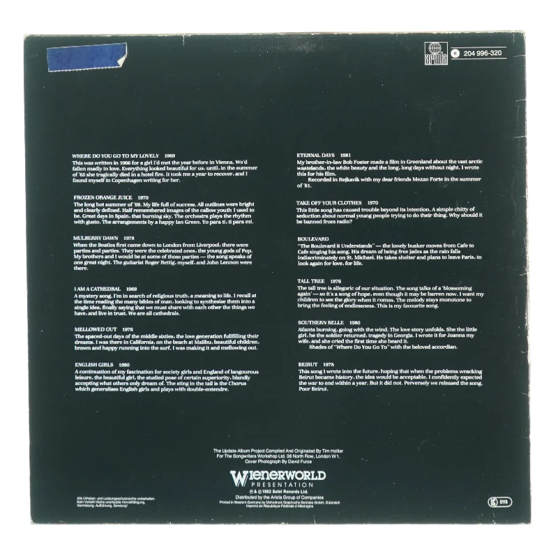 Peter Sarstedt - Update Vinylplade (str. 30 x 31 cm)