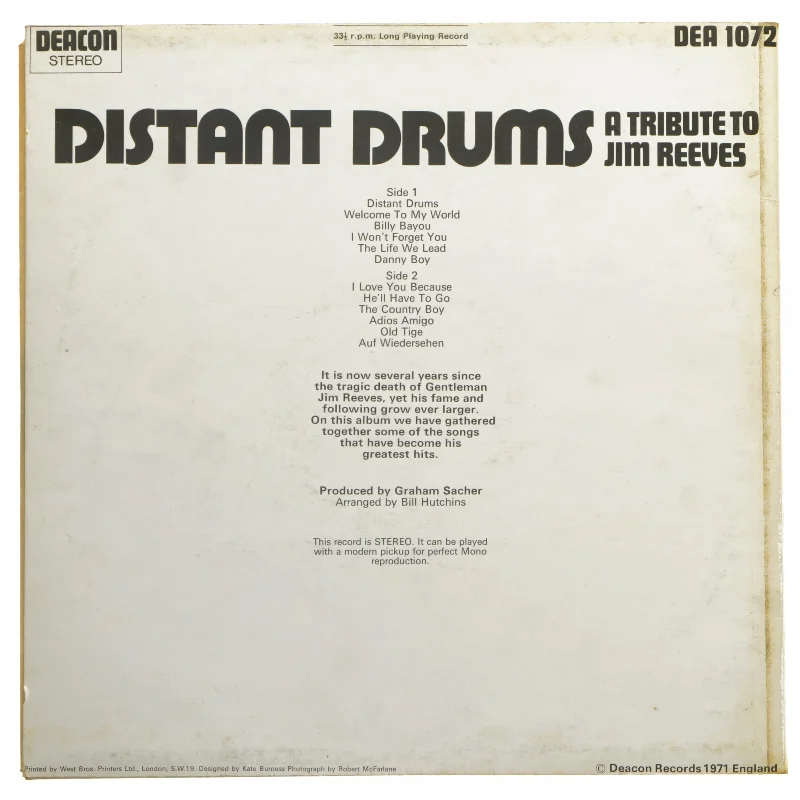 Distant Drums - A Tribute to Jim Reeves LP fra Deacon