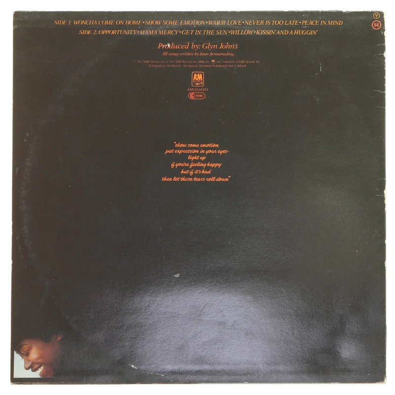 Joan Armatrading vinylplade fra A&M Records